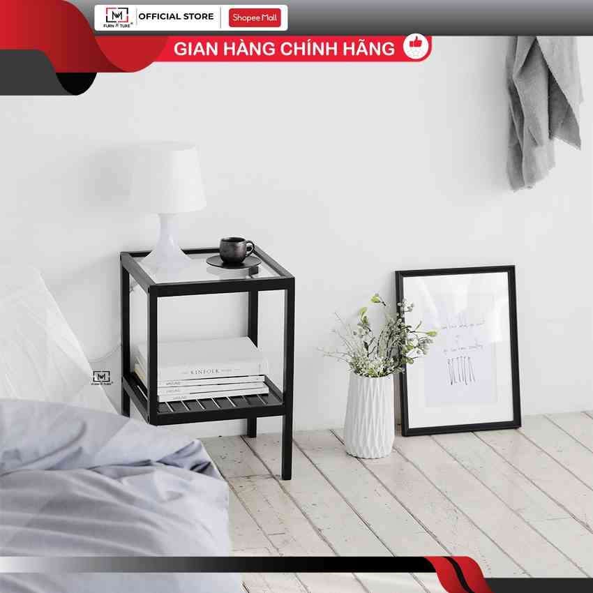 Kệ đầu giường trang trí đa năng hàn quốc mặt kính màu đen - MW FURNITURE - Nội thất trang trí