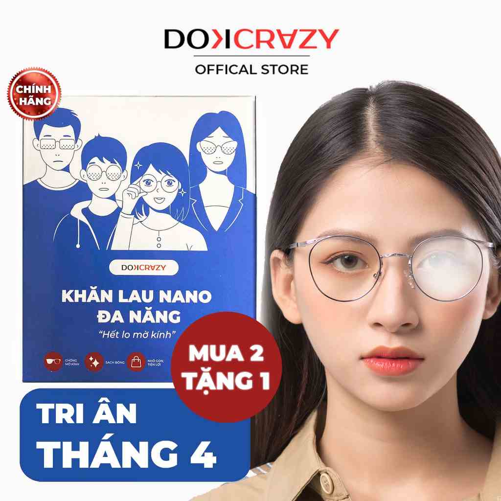 [CHÍNH HÃNG] Khăn lau kính NANO chuyên dụng DOKCRAZY chống bám hơi nước đi mưa, đeo khẩu trang