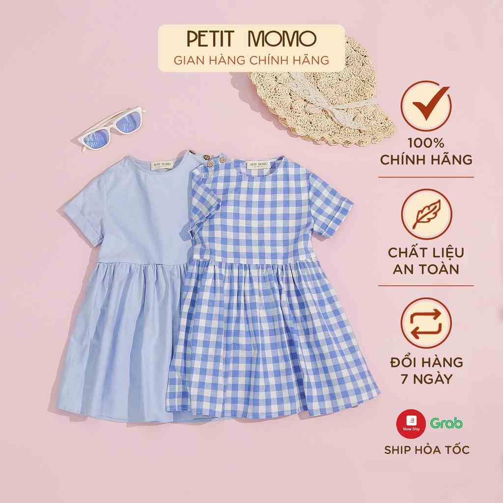 Váy Xòe Cho Bé Gái PETIT MOMO Chất Vải Thô Cotton Thoáng Mát Họa Tiết Kẻ Sọc, Caro Dễ Thương H180