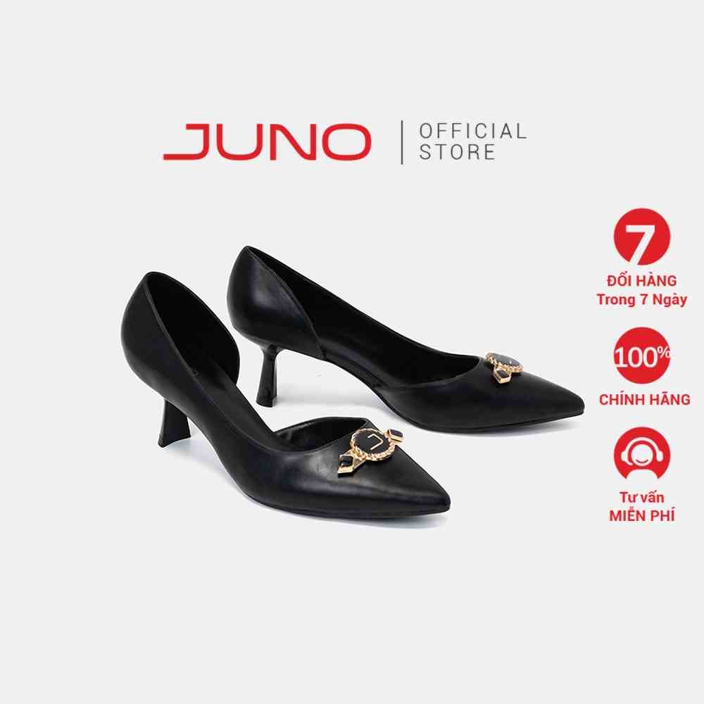 Giày cao gót nữ 7cm JUNO bất đối xứng khoá trang trí CG07113