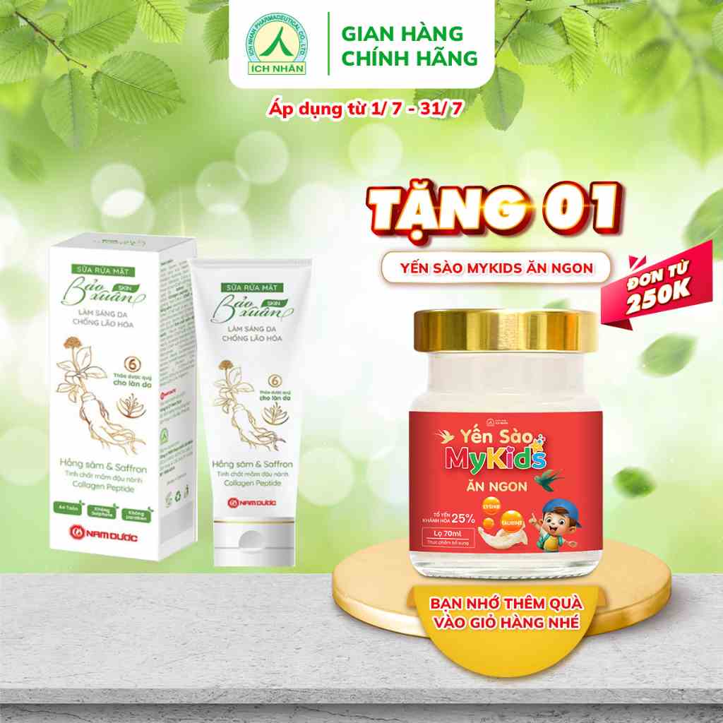 Sữa rửa mặt Bảo Xuân Skin tính chất dịu nhẹ làm sáng da, ngừa lão hóa, chiết xuất thảo dược 50g SRM