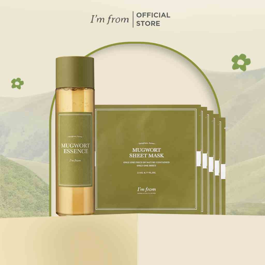 Combo Im From Tinh chất Mugwort Essence 160ml + 5 Im From Mặt nạ giấy Mugwort Sheet mask 23ml