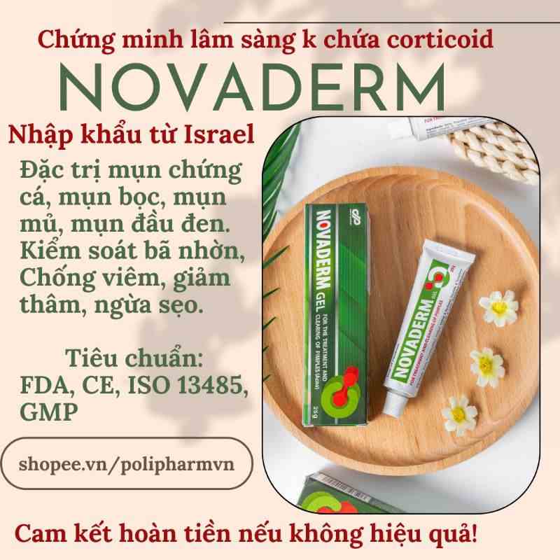 [Mã BMLTB35 giảm đến 35K đơn 99K] Gel Chấm Mụn Trứng Cá, Kiểm Soát Nhờn Novaderm - Danpharm tuýp 25g Polipharm