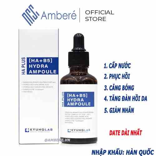 Serum căng bóng da Kyung Lab chính hãng HA PLUS tinh chất cấp nước [HA+B5] HYDRA AMPOULE 50ml chống lão hóa xóa nhăn