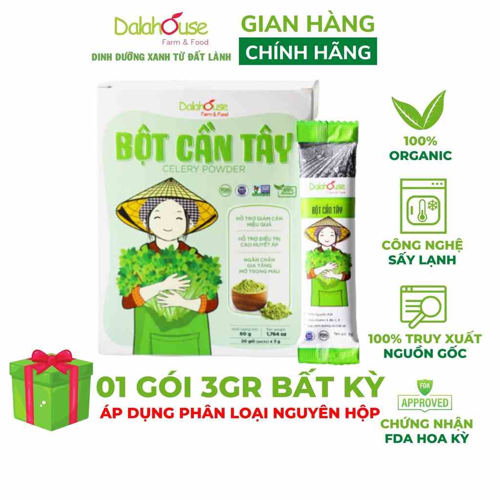 Bột cần tây nguyên chất Dalahouse hỗ trợ giảm cân, cao huyết áp hiệu quả hộp 60gr