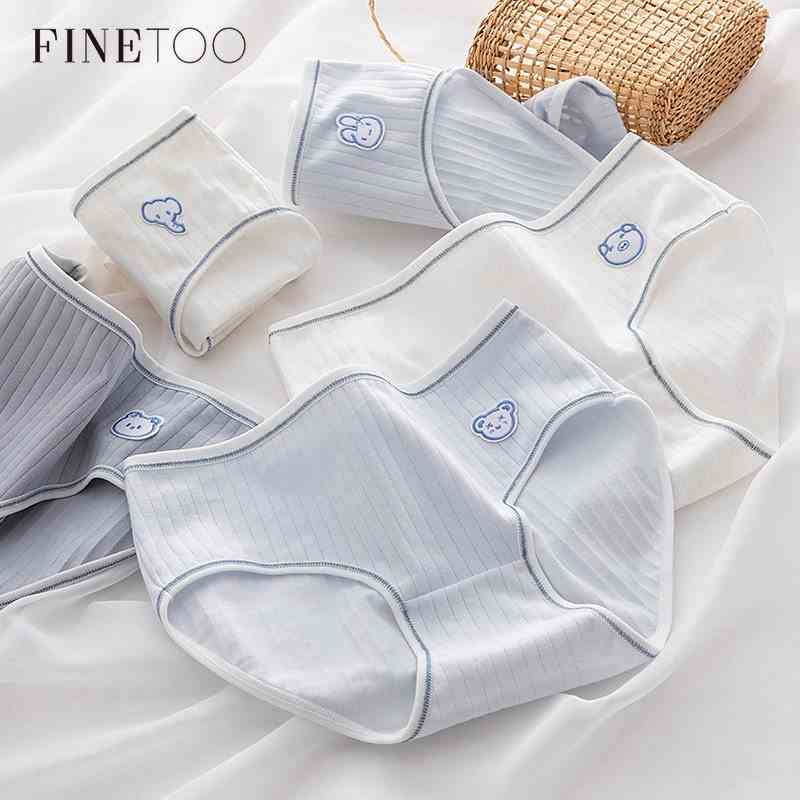 FINETOO Quần Lót Cotton Thoải Mái In Họa Tiết Hoạt Hình Dễ Thương Cho Nữ