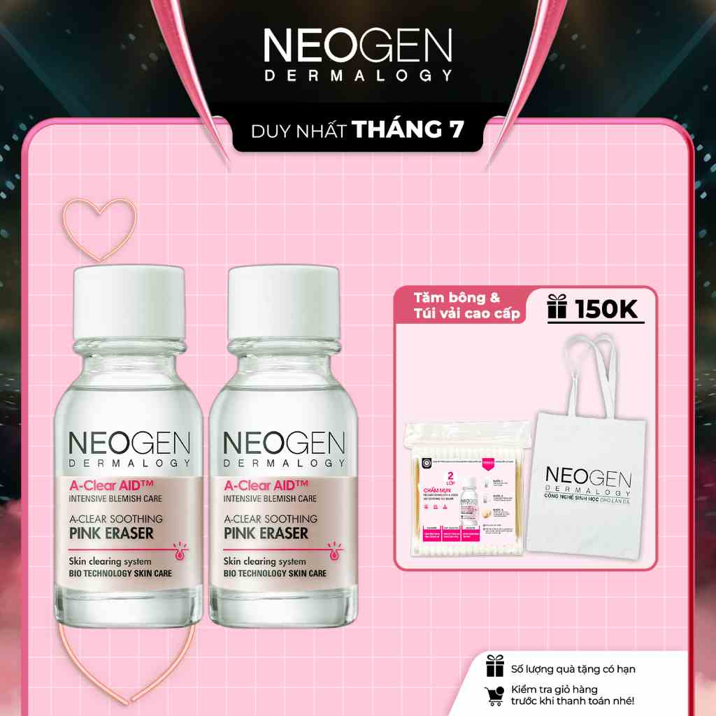 Combo 2 Chấm Mụn 2 Lớp Xẹp Mụn Sau 4H Neogen Dermalogy A-Clear Aid Soothing Pink Eraser 15ml x2