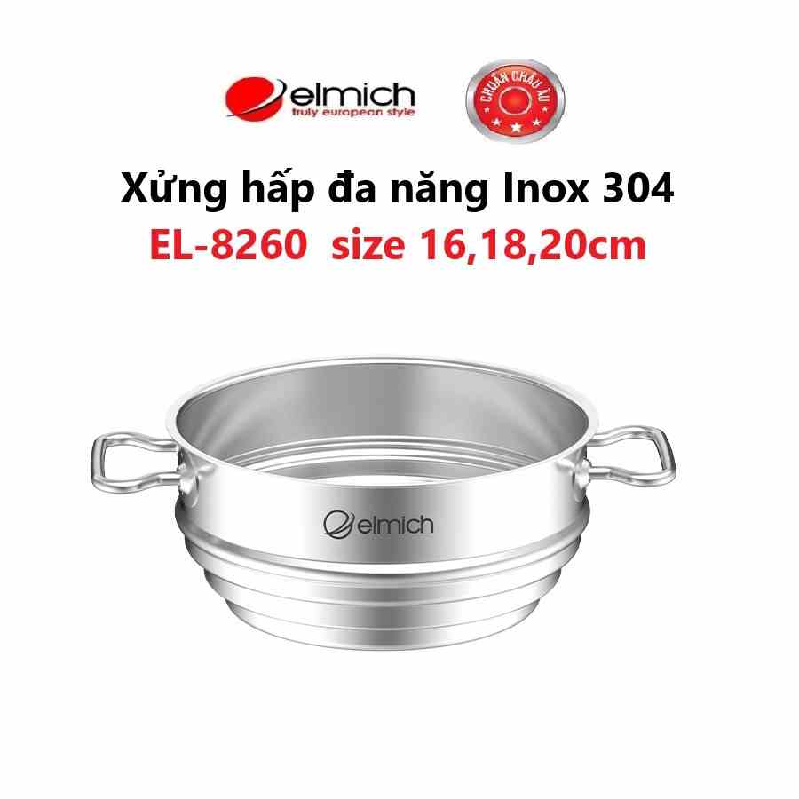 [LIFEMCMBP4 -12% đơn 250K] Xửng hấp đa năng Inox 304 Elmich EL-8260 size 16,18,20cm