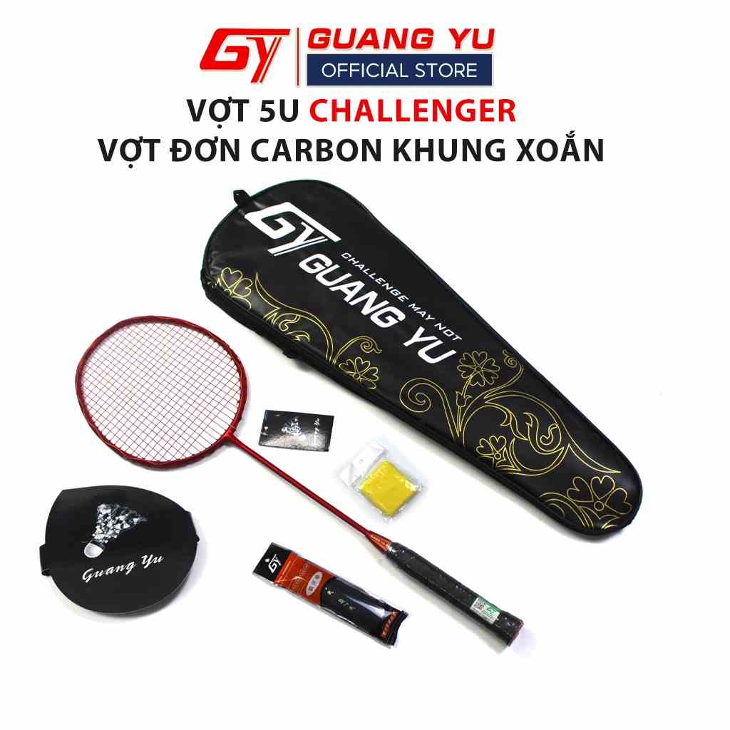 Vợt Cầu Lông GUANG YU 5U Công Thủ Toàn Diện Khung Xoắn Carbon Lưới Căng Sẵn 9.5KG Tặng Kèm 3 Món Qùa