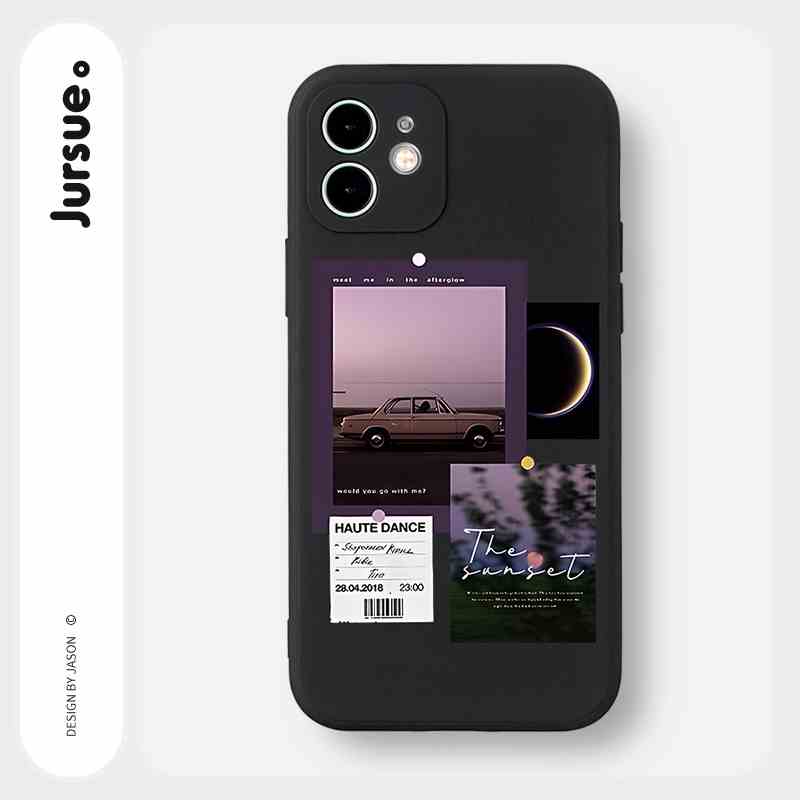 Ốp lưng JURSUE chống bẩn hình độc lạ đen dễ thương đẹp Cho iPhone 14 13 12 11 Pro Max SE 2020 X XR XS 8 7 ip 6S 6 Plus Y2449