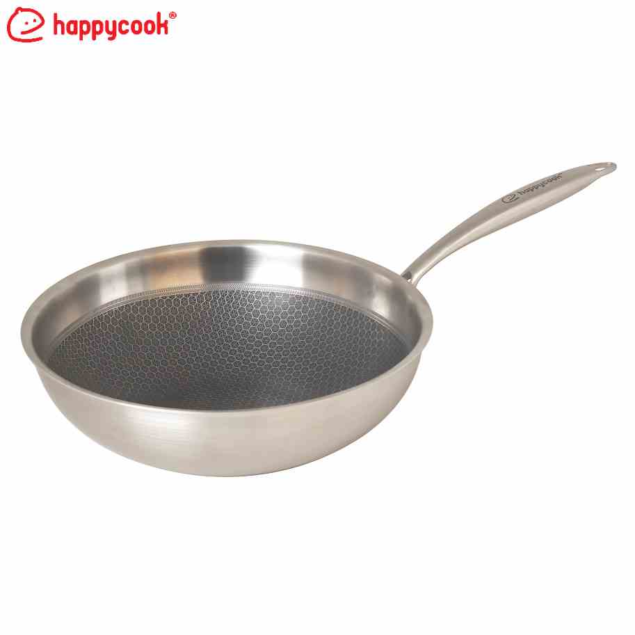 [Mã BMLTB200 giảm đến 100K đơn 499K] Chảo Inox Chống Dính Siêu Tinh Thể Happycook Black Cube 28cm BCW-28TP