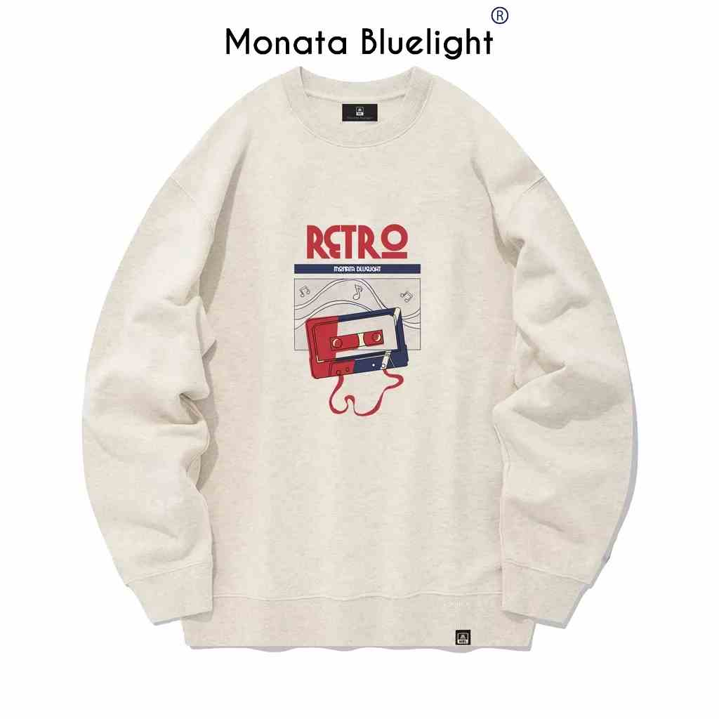 [Mua 2 giảm 7%] MONATA BLUELIGHT Retro Cassette - Áo Sweater Nỉ chân cua 420Gsm 100% cotton