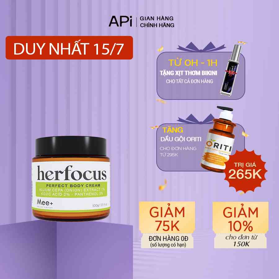 Kem dưỡng ẩm viêm nang lông HERFOCUS 100ml, giảm thâm, làm trắng da body, giúp da mềm mịn màng MEE NATURAL