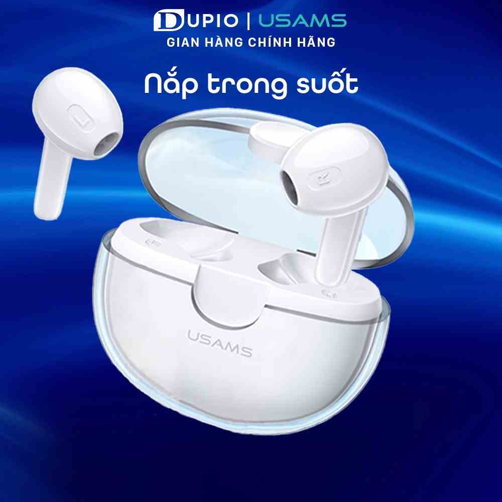 Tai nghe Bluetooth DUPIO Usams TN14 không dây 2 mic nắp trong suốt nhỏ gọn dễ mang theo