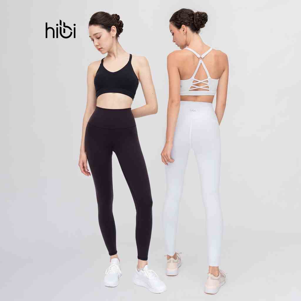 Set Đồ Tập Yoga Gym Luxury Hibi Sports H153 Áo 2 Dây Lưng Tam Giác, Đen và Trắng, Kèm Mút Ngực, Chất Vải Rib & Hi-Fabric