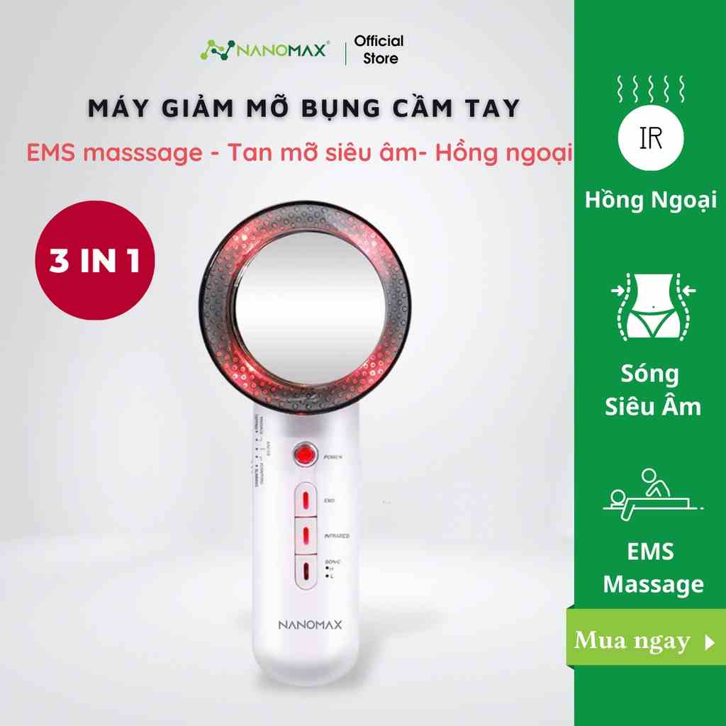 Máy Massage Giảm Mỡ Cầm Tay NANOMAX 3 Trong 1 Giảm Mỡ Bụng Đùi Mông, Công Nghệ Sóng Siêu Âm, Hồng Ngoại, Massage EMS