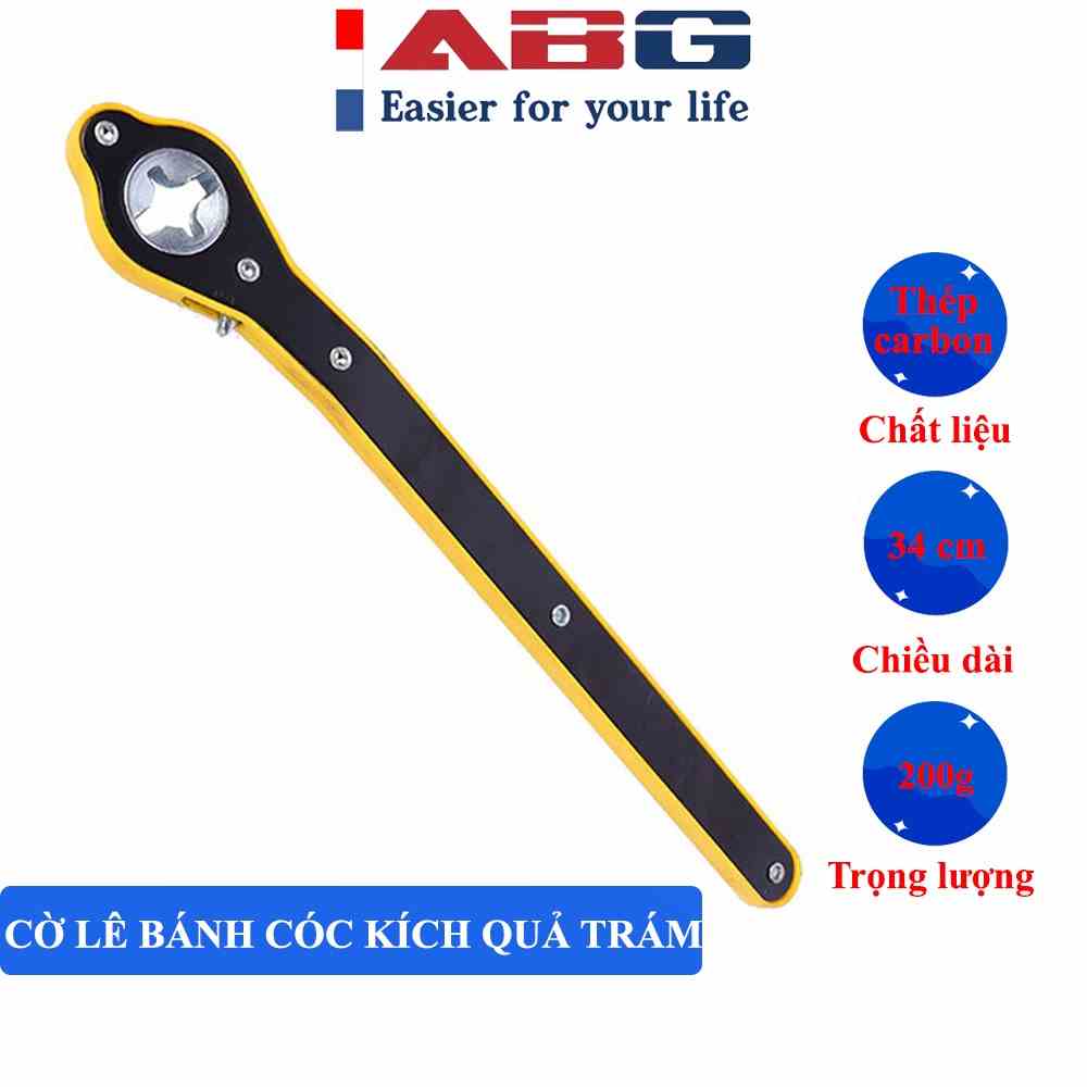 Cờ lê bánh cóc ABG tay quay đa năng 360 độ, tiện dụng hỗ trợ nâng đỡ con đội, kích xe hơi, kích quả trám, kích chữ a