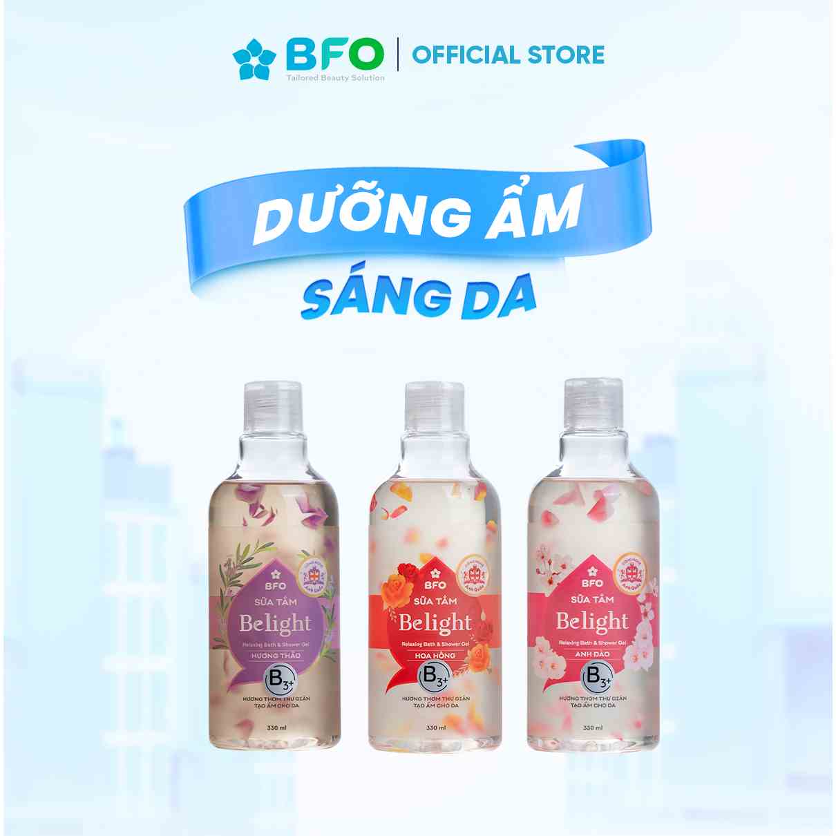 Sữa Tắm Cánh Hoa Tinh Dầu BFO Giúp Dưỡng Trắng Da Và Lưu Hương Lâu Dung Tích 330ml