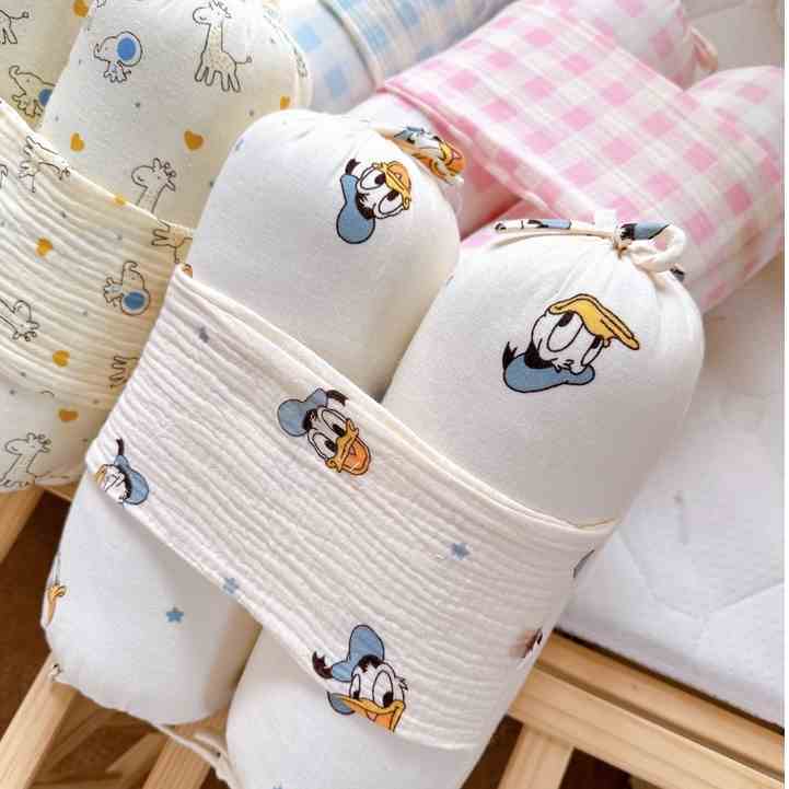 Bộ gối Chặn Sơ Sinh Xô Muslin  KidandmomBunny Ruột Bông Tự Nhiên Siêu Mềm Mại Gối Chặn Chống Giật Mình Cho Bé Sơ Sinh