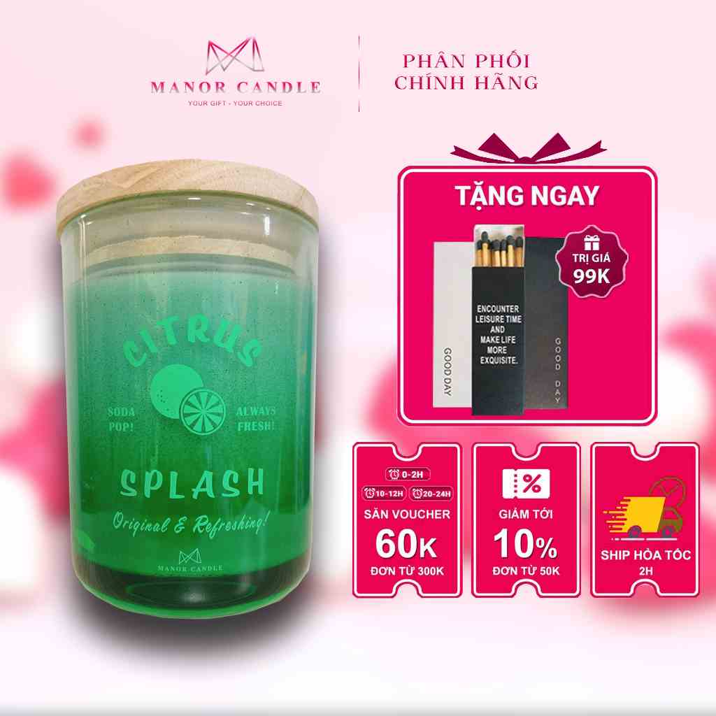 Nến thơm Citrus Splash size 7oz 250gram hương xoài chính hãng Manor Candle