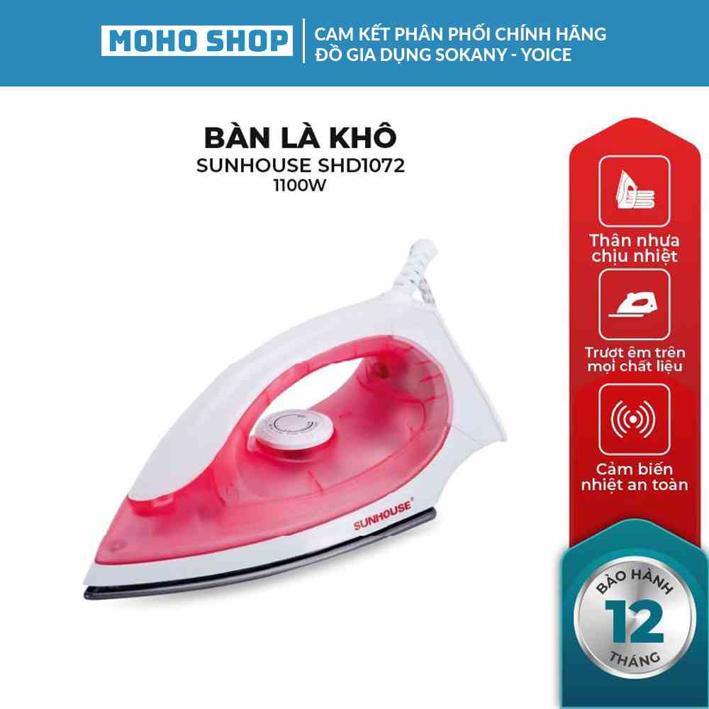 [Mã BMLTB35 giảm đến 35K đơn 99K] Bàn là khô SUNHOUSE SHD1072 [HÀNG CHÍNH HÃNG - BẢO HÀNH 12 THÁNG]