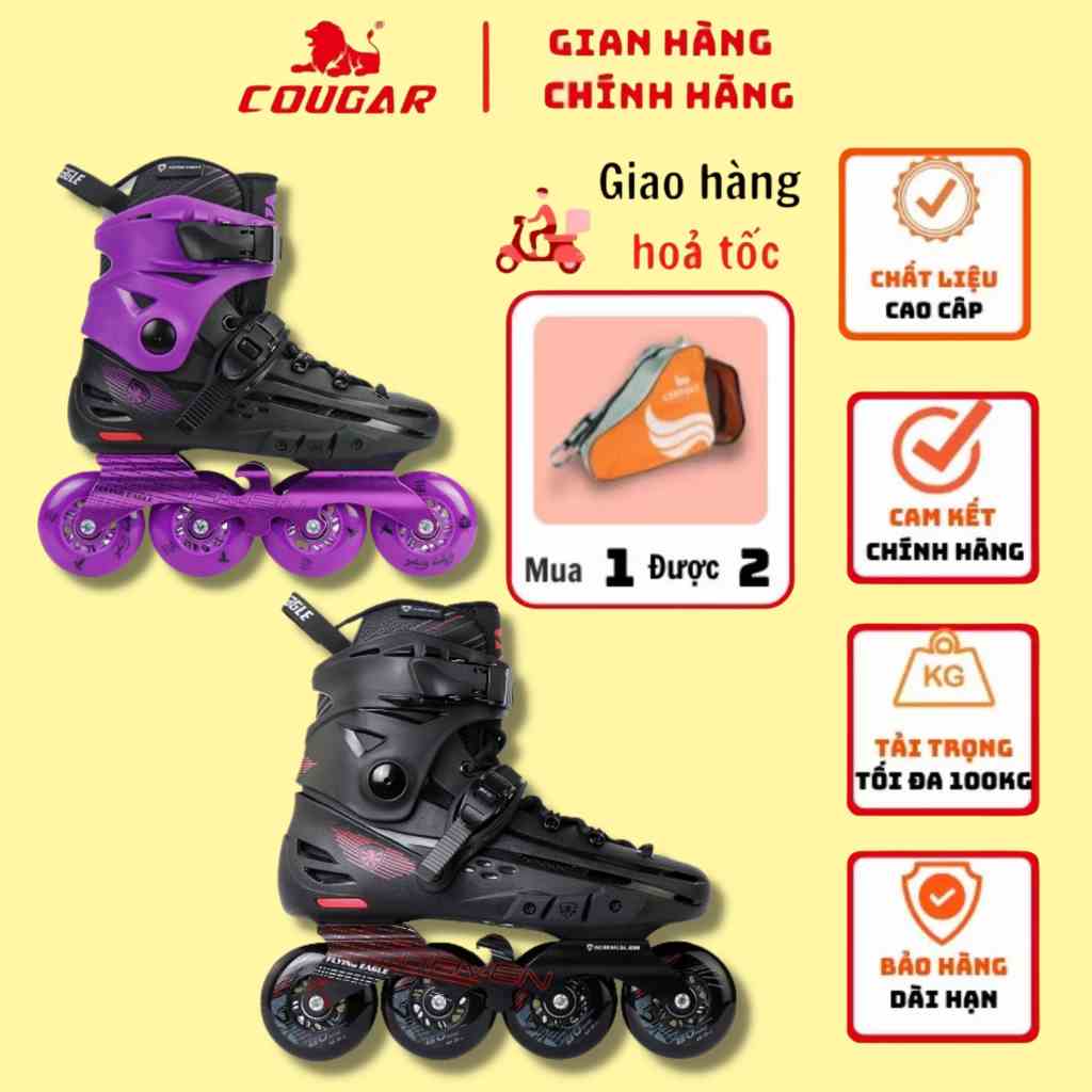 Giày Patin Người Lớn COUGAR - Flying Eagle F4 Raven, Giày Trượt Patin Cao Cấp, Có 2 Màu Đen/Tím