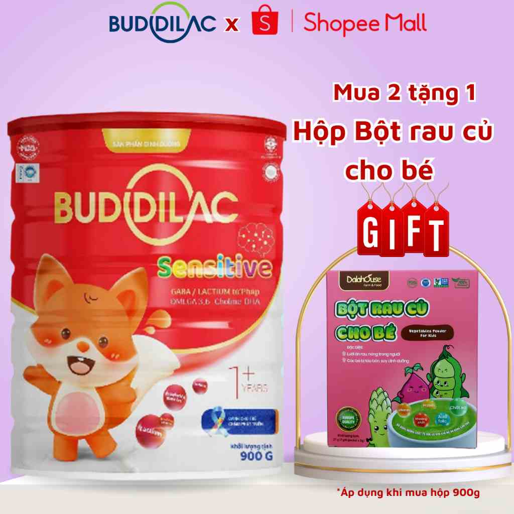 Sữa bột BUDDILAC Sensitive Sữa Dành Cho Trẻ Tự Kỷ, Chậm Phát Triển, Rối Loạn Phát triển Hộp 900g