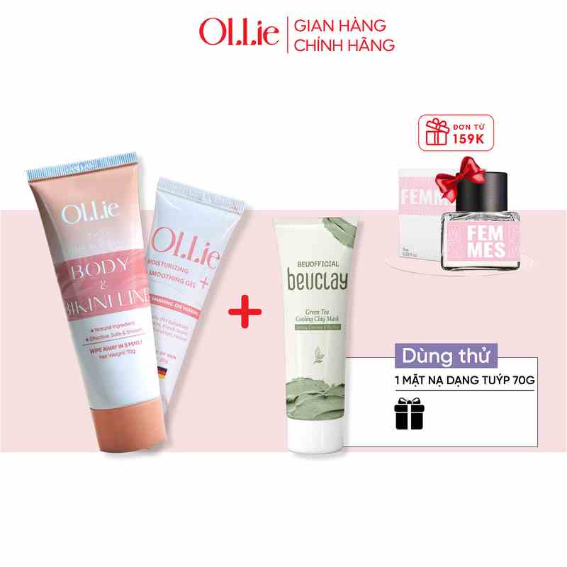 Kem tẩy lông OLLIE + kem dưỡng OLLIE+1 mặt nạ đất sét Beuclay