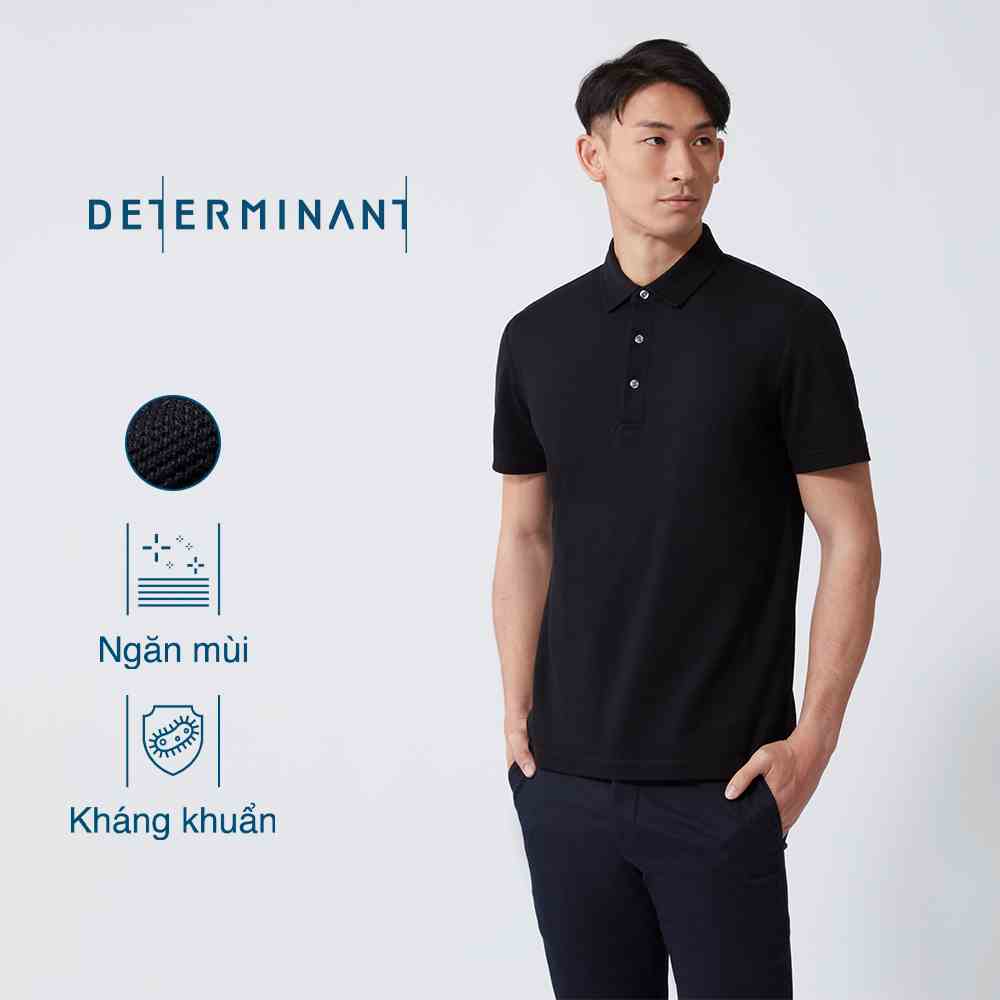 Áo thun polo nam cao cấp DETERMINANT tay ngắn - kháng khuẩn - 100% cotton - màu đen - P02