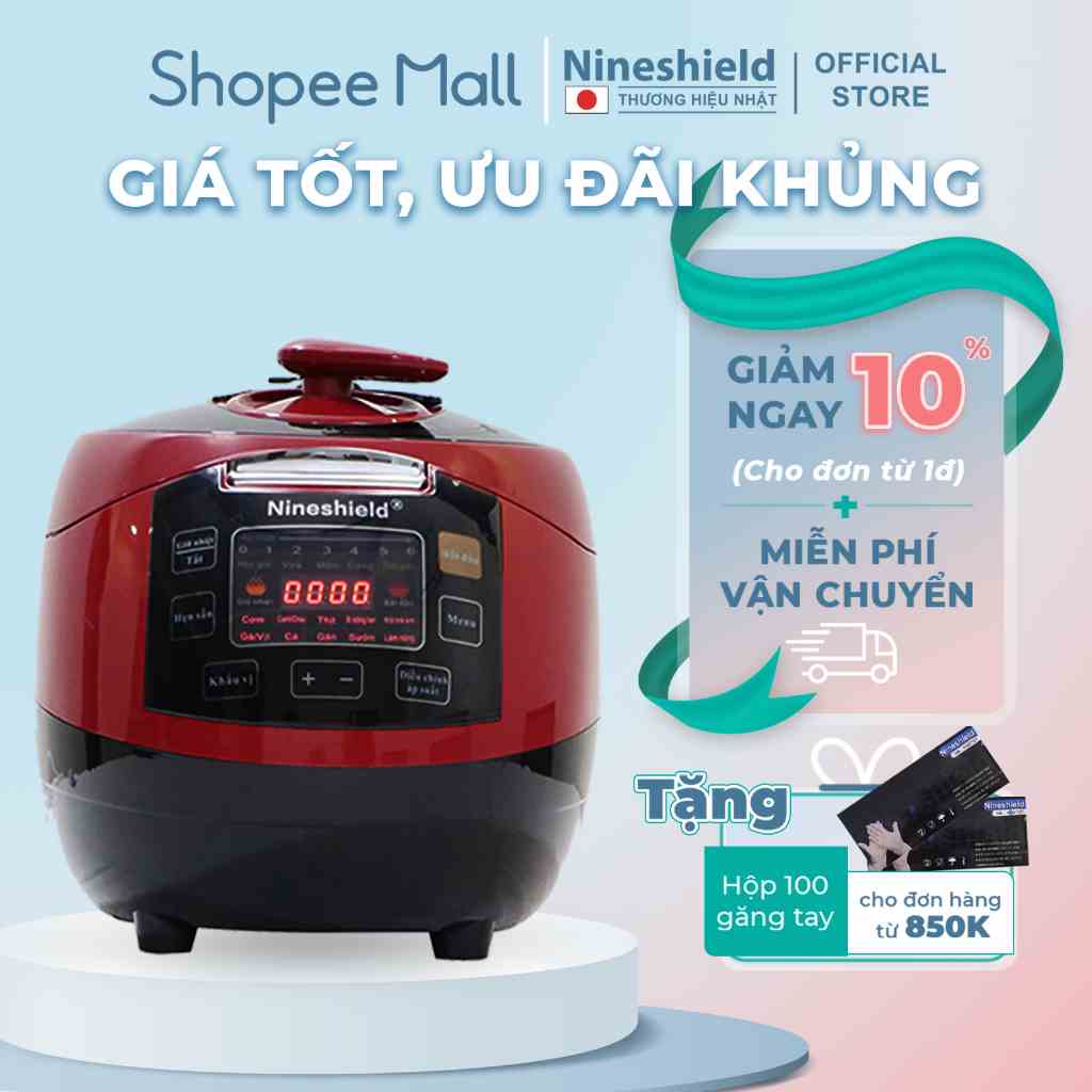 Nồi áp suất Nineshield KB1006 đa năng dung tích 5L - 8 chức năng nấu tiện lợi - Hàng chính hãng