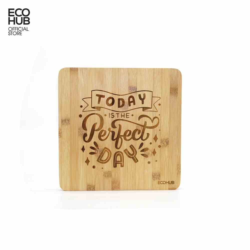 Thớt tre ECOHUB Hình vuông Perfect Day dùng để ăn salat, Hoa quả, Beefsteak (Bamboo Cutting Board)