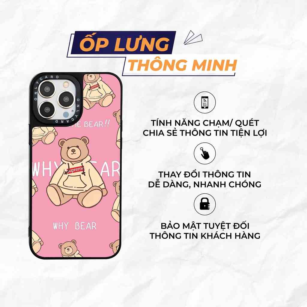 Ốp lưng thông minh ONLYCARD _BEAR PINK_28/Cho các dòng IPhone 7/7plus/8/8plus/x/xr/xs/11/12/13/pro/promaxK