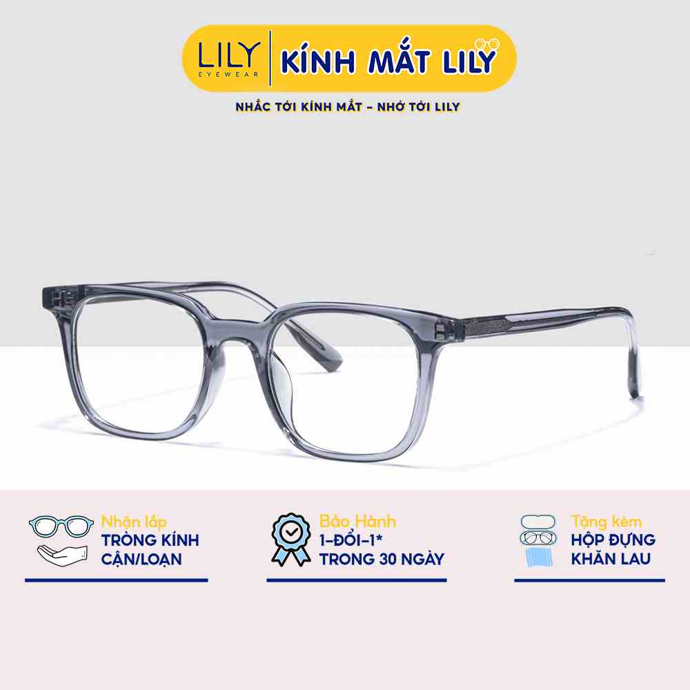 Gọng kính cận vuông nam nữ LILYEYEWEAR chất liệu nhựa cứng cáp kiểu dáng cơ bản dễ đeo 72017