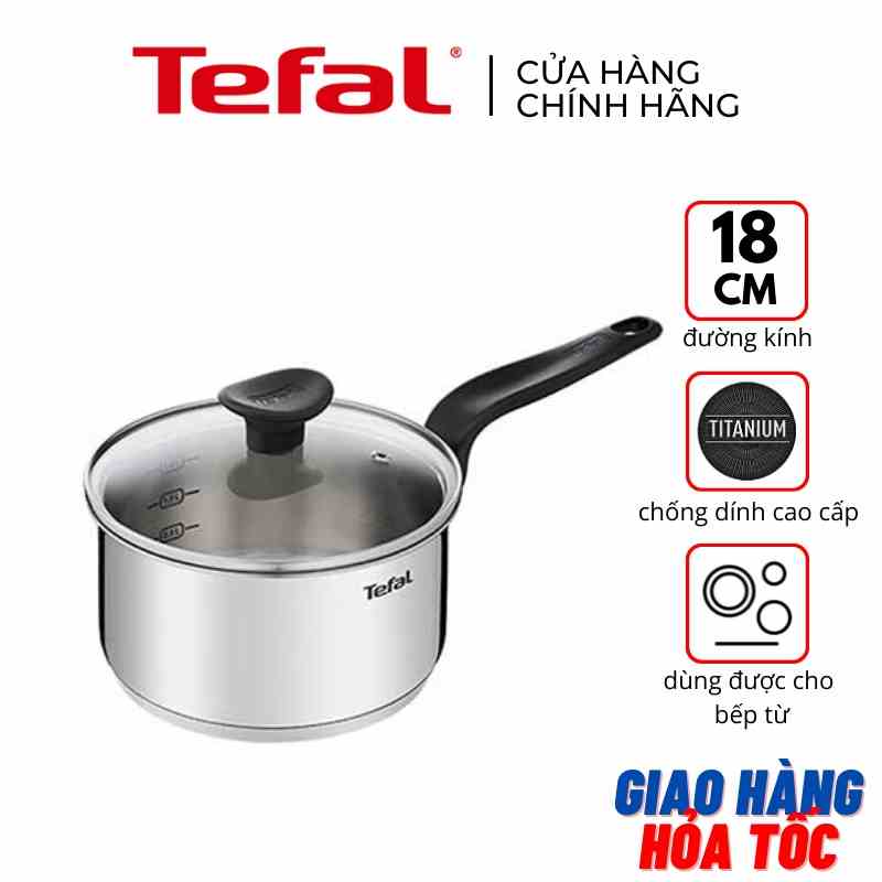 Nồi cán dài quánh inox 18cm có nắp đáy từ 2.1L Tefal Primary E3082375 - Hàng chính hãng