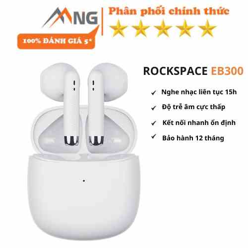 Tai nghe bluetooth không dây nhét tai TWS Rockspace EB300 có mic nghe nhạc lên đến 15h hàng chính hãng bảo hành 12 tháng