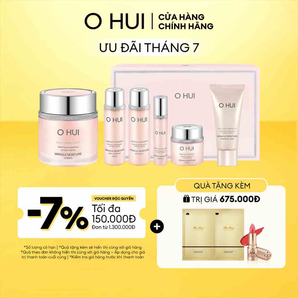 Bộ dưỡng ẩm mịn mượt căng sáng da OHUI Miracle Moisture Cream Special Set