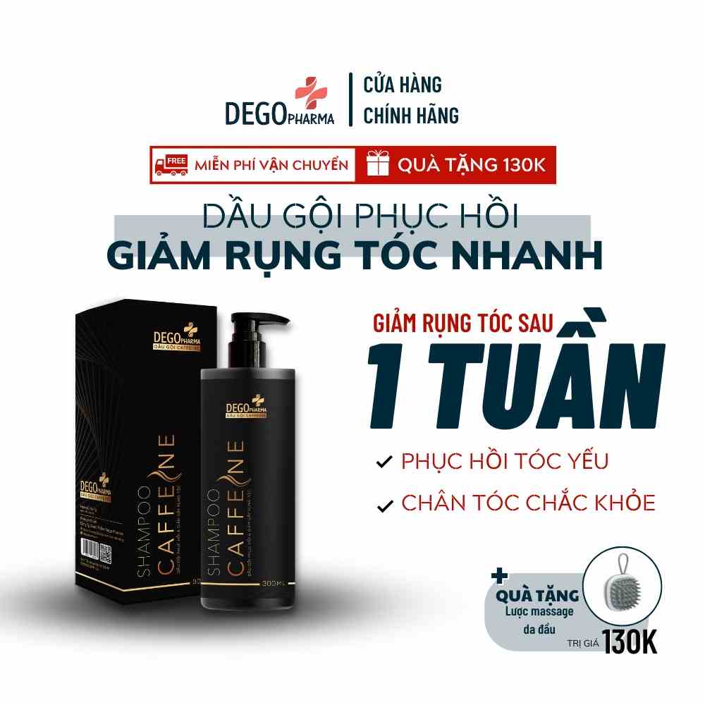 Dầu gội ngăn rụng tóc Caffeine Dego Pharma 300ml - giảm rụng & phục hồi tóc hư tổn, kích mọc tóc, dưỡng tóc mềm mượt