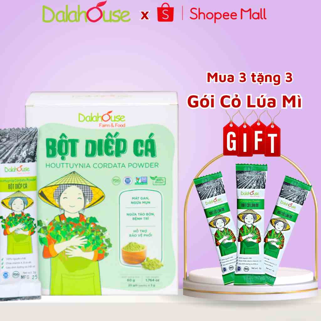 [Mã BMLTA35 giảm đến 35K đơn 99K] Bột Rau Diếp Cá Hữu Cơ Nguyên Chất Dalahouse Hộp 60gr Giúp Giải Nhiệt, Mát Gan