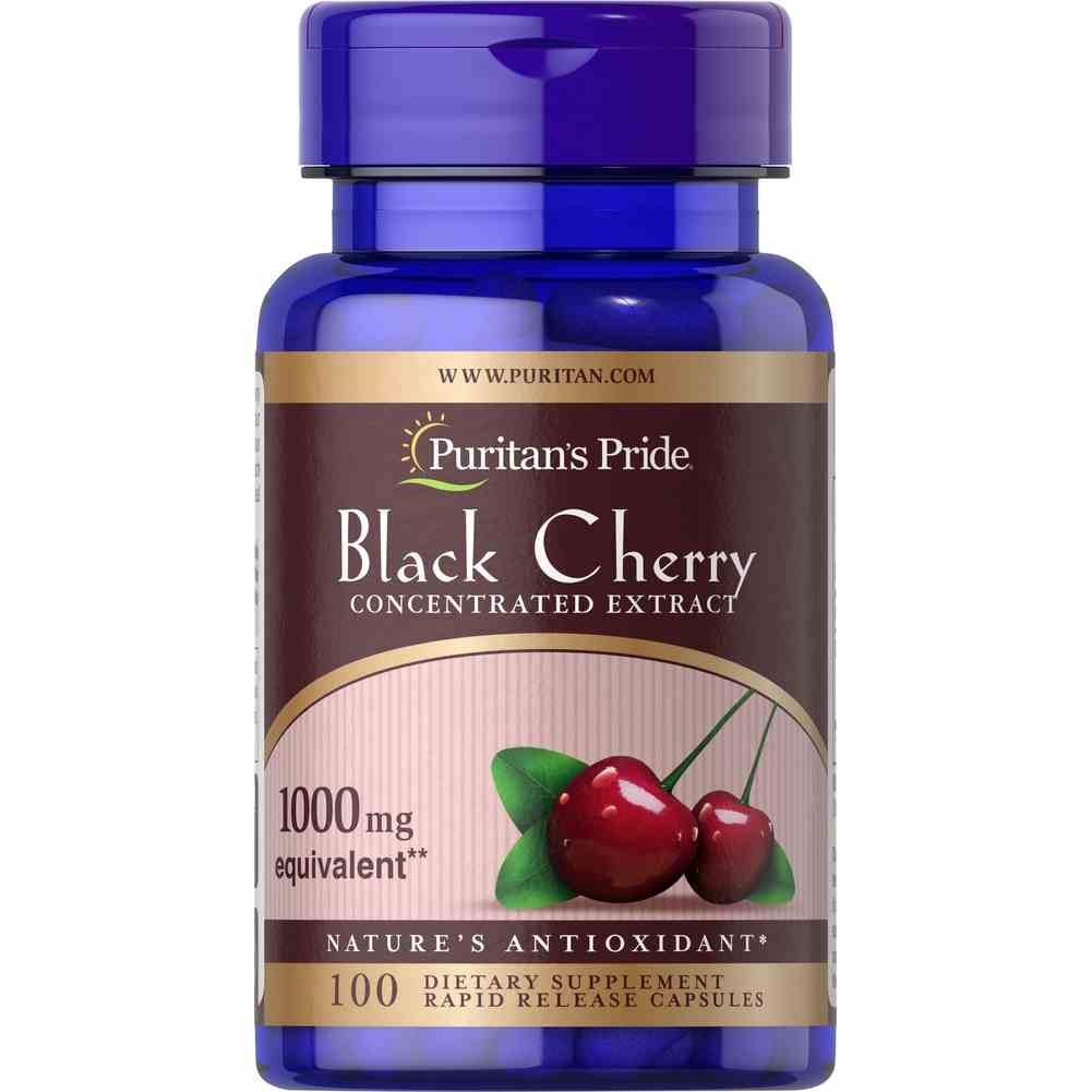 Viên  uống giảm acid uric ngừa gout, đột quỵ tăng miễn dịch Puritans Pride Black cherry extract 1000mg 100v