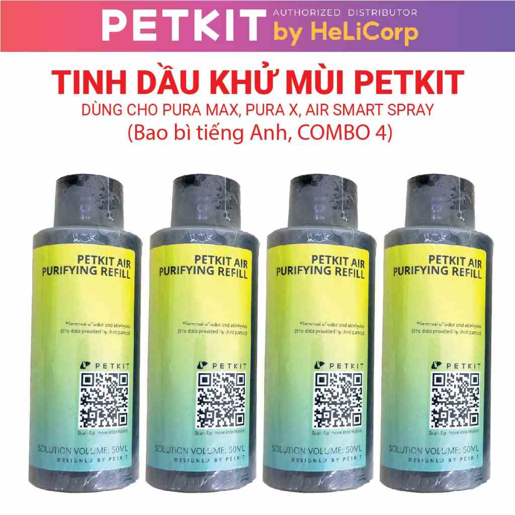 [COMBO 4] Tinh Dầu Khử Mùi Dành Riêng Cho Máy Dọn Vệ Sinh Tự Động PetKit Pura X, Pura Max - HeLiCorp