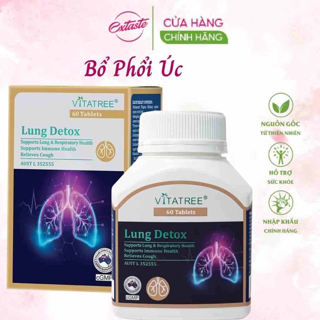 Bổ Phổi Úc Vitatree Lung Detox 60 viên Giúp cải thiện các chức năng của Phổi, tăng cường miễn dịch Extaste