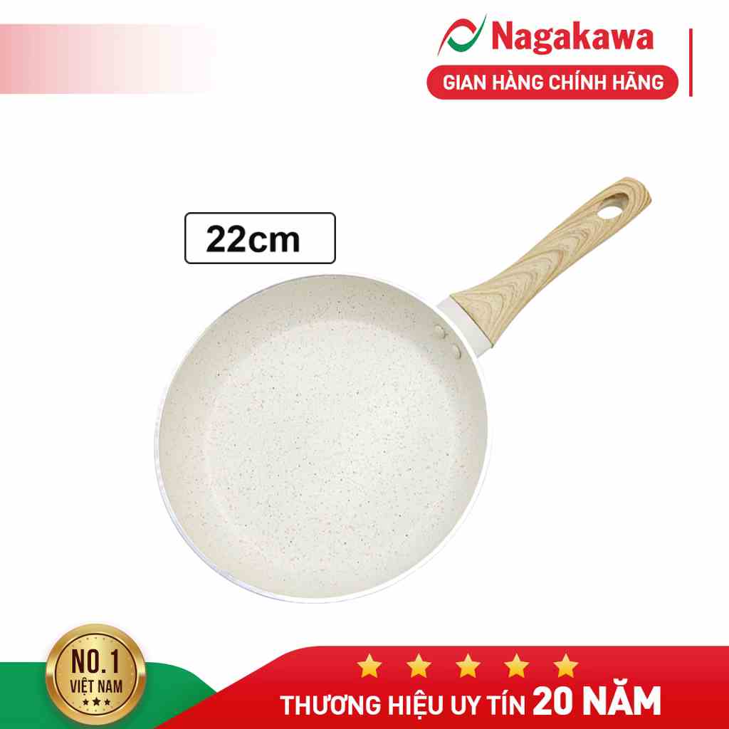 Chảo vân đá đáy từ Nagakawa NAG2206 (22cm) - Nhôm nguyên khối - Dùng cho mọi loại bếp