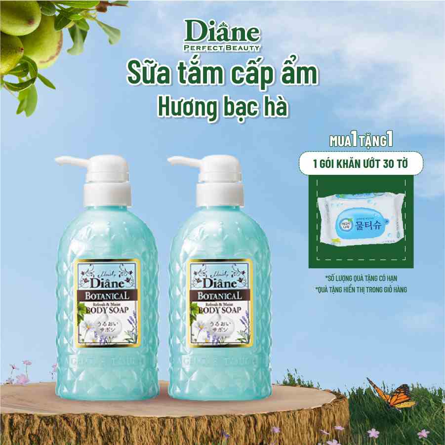 Combo 2 sữa tắm Moist Diane Botanical Refresh & Moist (hương bạc hà) - 500ml