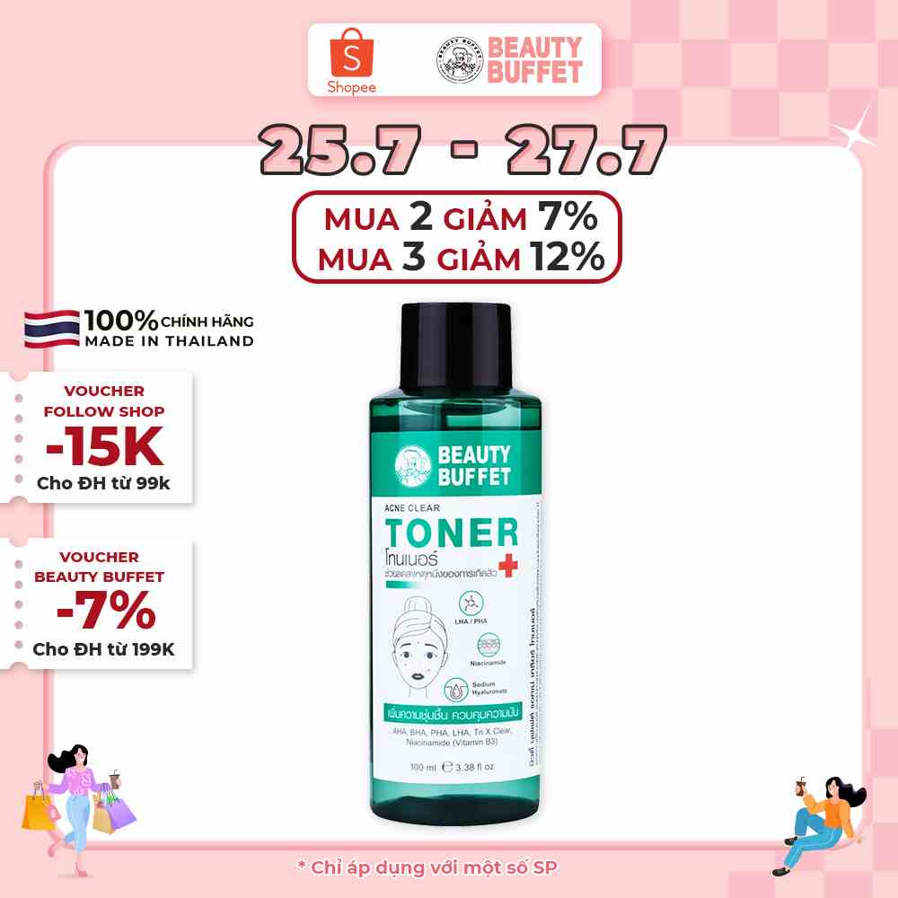 Nước cân bằng dành cho da dầu mụn Beauty Buffet Acne Clear 100ml