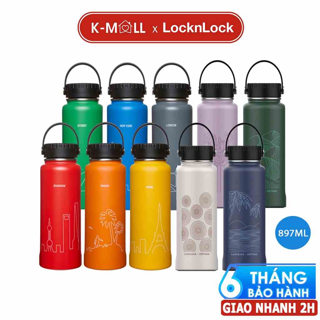 Bình giữ nhiệt Lock&Lock Riga Tumbler 897ml có khay lưới lọc trà inox và quai xách LHC4160 - K-MALL