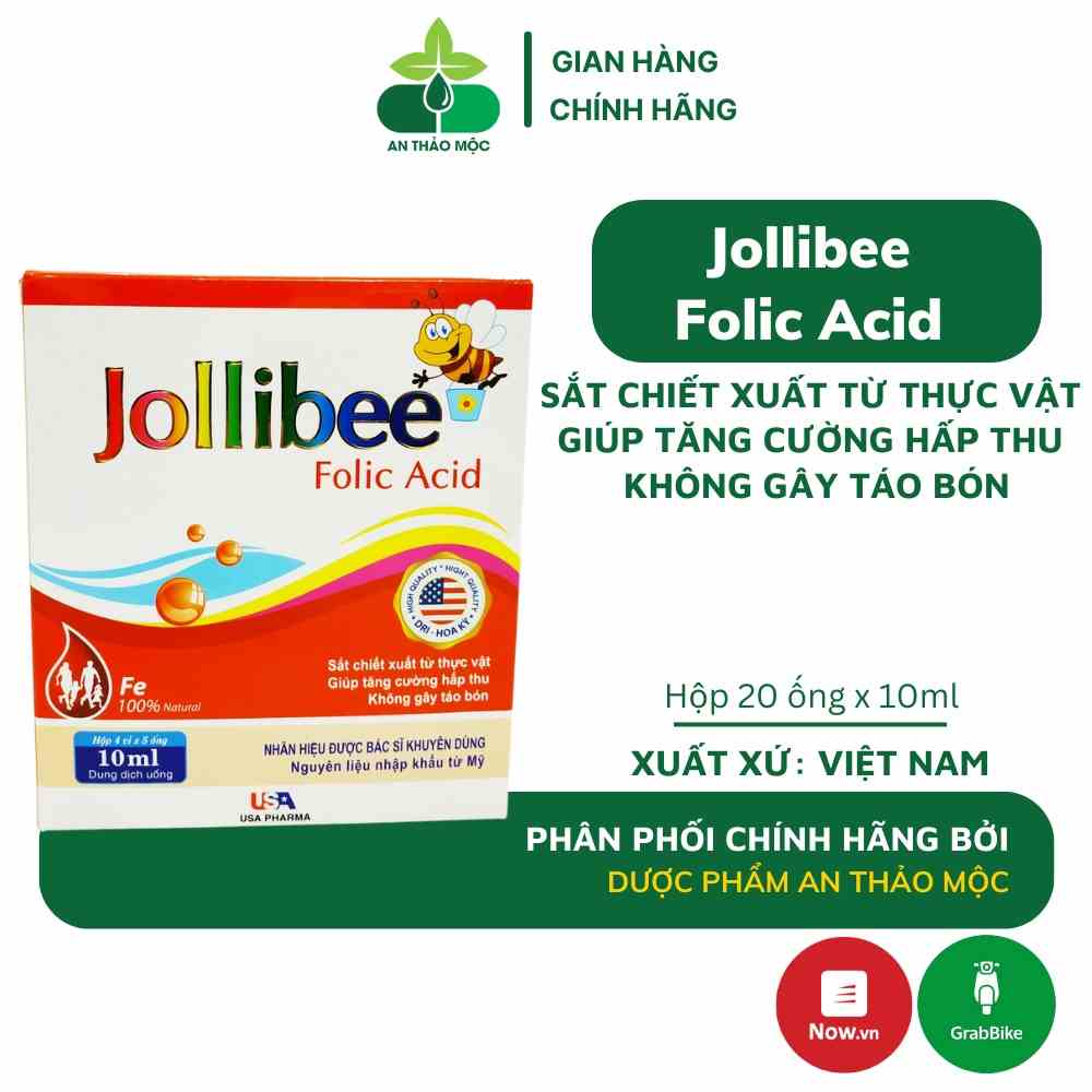 Siro Mediusa Jollibee Folic Acid bổ sung sắt acid folic cho người thiếu máu giúp tăng cường hấp thu không gây táo bón