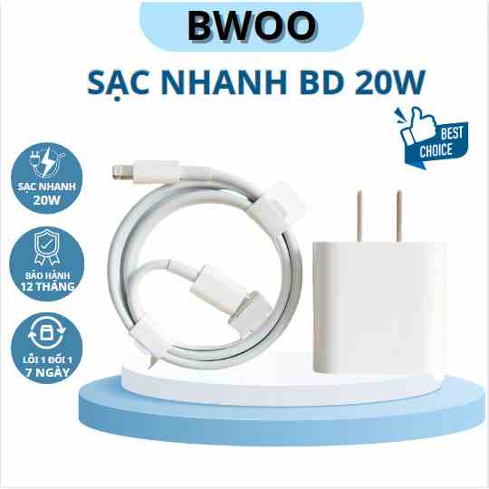 [Mã BMLTB35 giảm đến 35K đơn 99K] Củ sạc nhanh Bwoo 20W C119, cổng C, 5V-3A, tự động ngắt điện khi sạc đầy