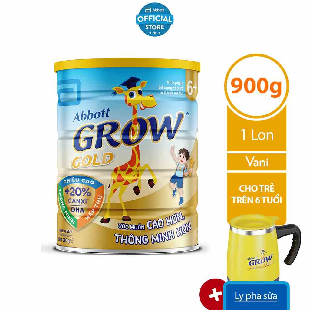 [Tặng Ly Pha Sữa Grow] Sữa bột Abbott Grow 6+ 900g/lon