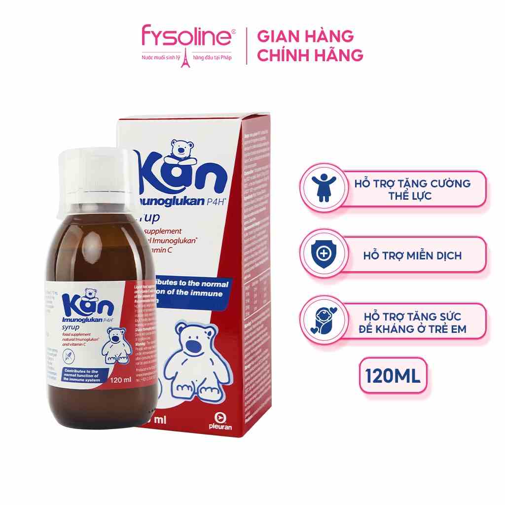 Siro Kan ImunoGlukan hỗ trợ miễn dịch nâng cao sức đề kháng cho bé - Nhập khẩu Châu Âu chai 120ml