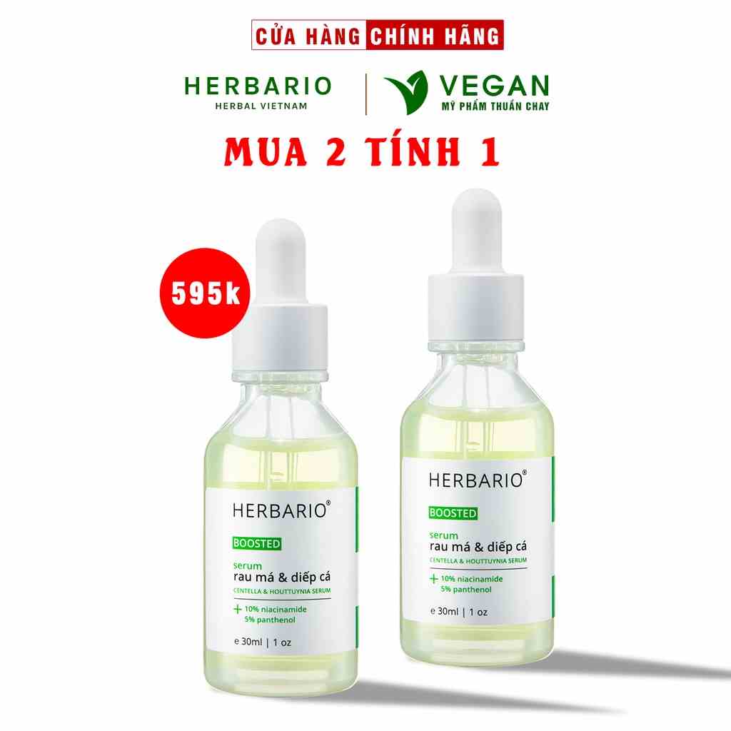 BOOSTED Serum Rau má & Diếp cá Herbario 30ml sạch mụn, thuần chay